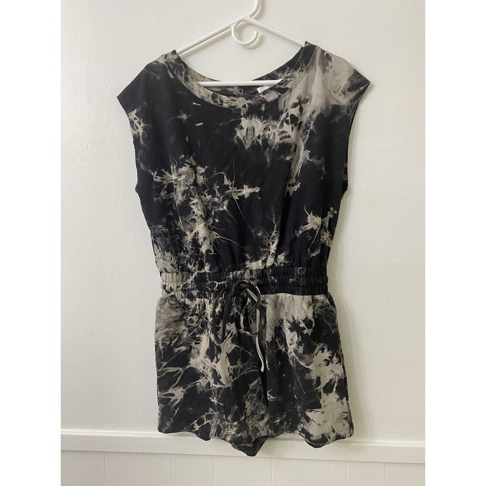 Tie-Dye Sleeveless Romper - Black/Cream